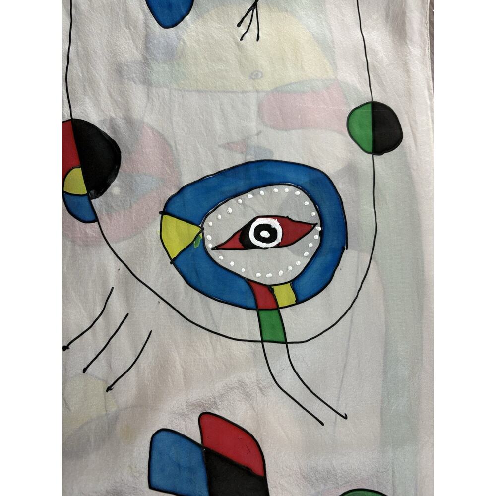 Joan Miro Art Scarf Abstract-Eyes-58”X 11”-Multicolored-stain - Picture 9 of 11